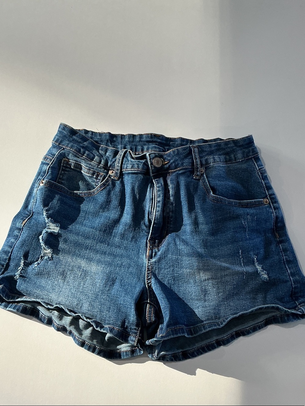 Denim Distressed Women's Shorts - Blue